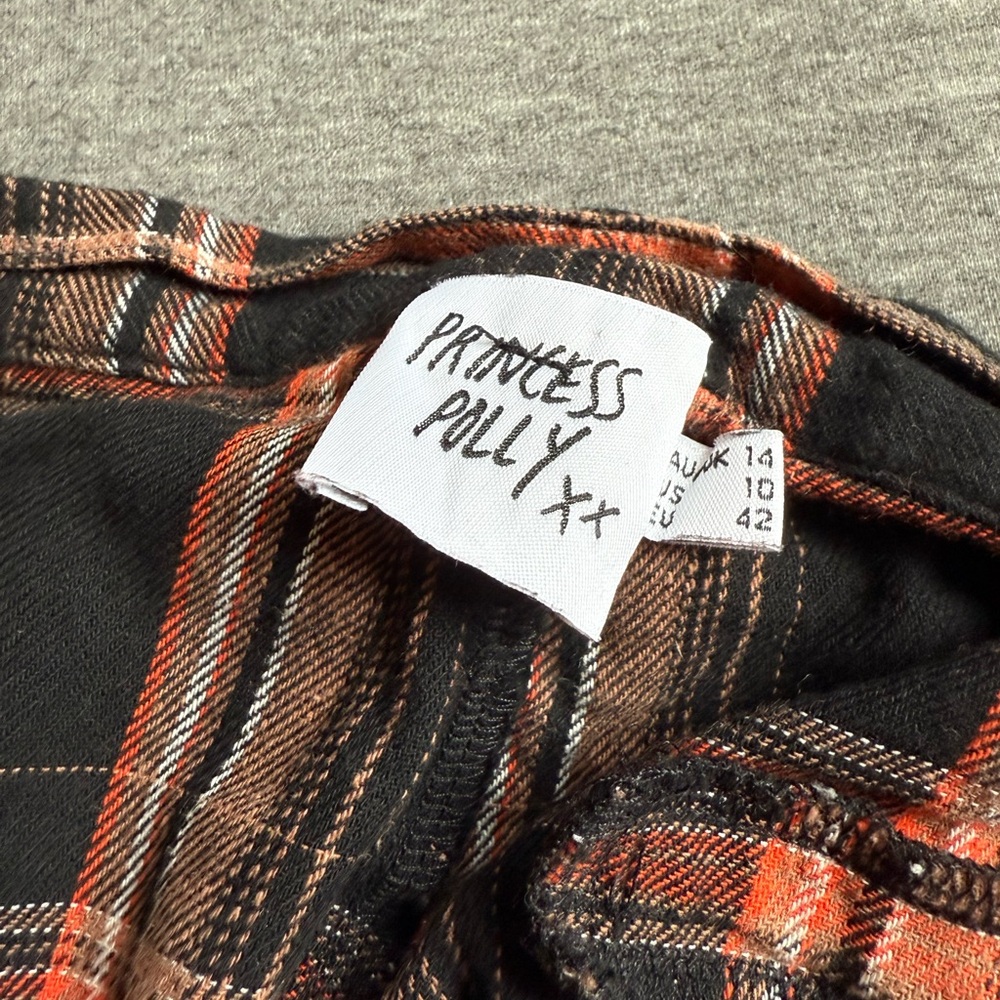 Plaid Wide-Leg Pants - Black, Brown - Picture 4 of 4